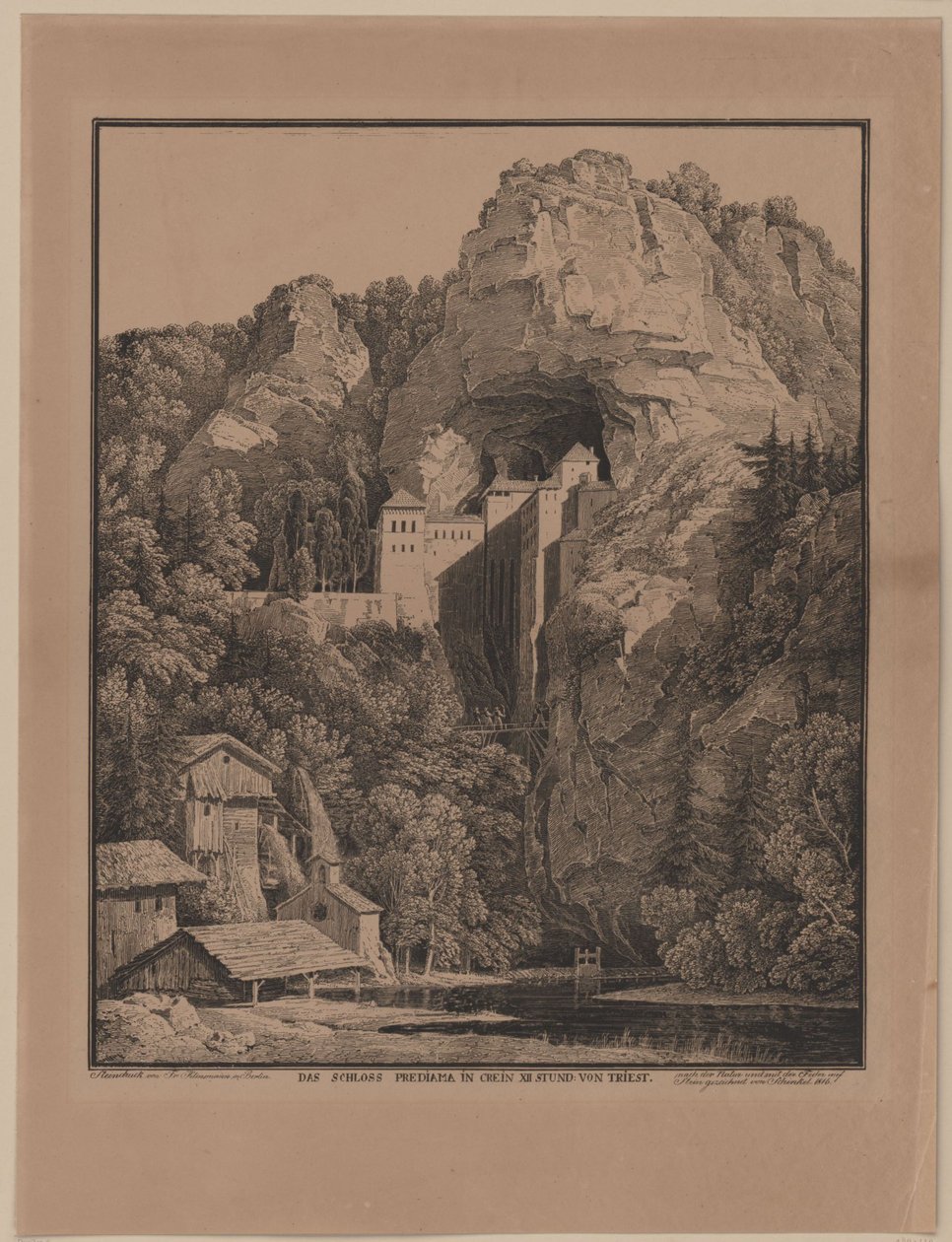 Zamek Predjama w Krainie autorstwa Karl Friedrich Schinkel