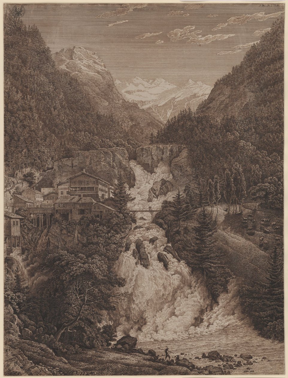 Wodospad koło Wildbad Gastein autorstwa Karl Friedrich Schinkel