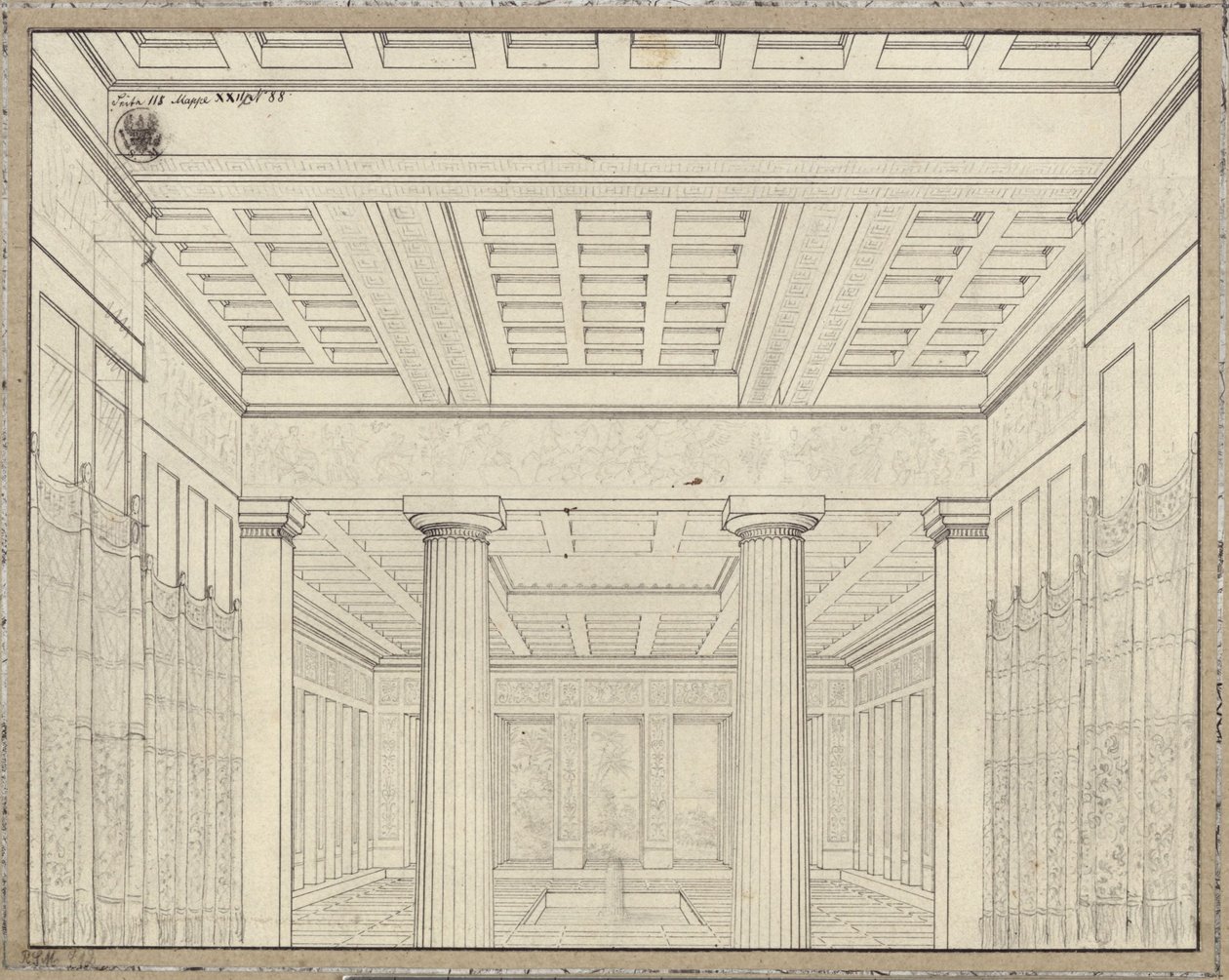 Dydona. Opera Bernharda Kleina. Projekt 3. dekoracji. Komnata w pałacu autorstwa Karl Friedrich Schinkel