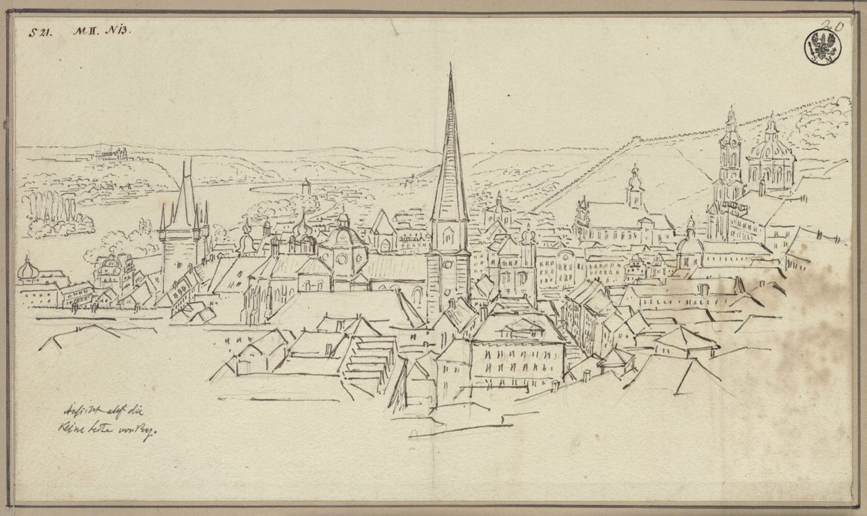 Mała Strana w Pradze widziana z Hradczan autorstwa Karl Friedrich Schinkel