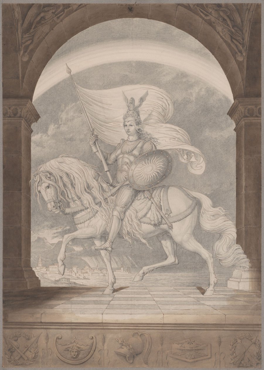 Jeździec konny w pełnej zbroi / Geniusz Prus jako rycerz autorstwa Karl Friedrich Schinkel