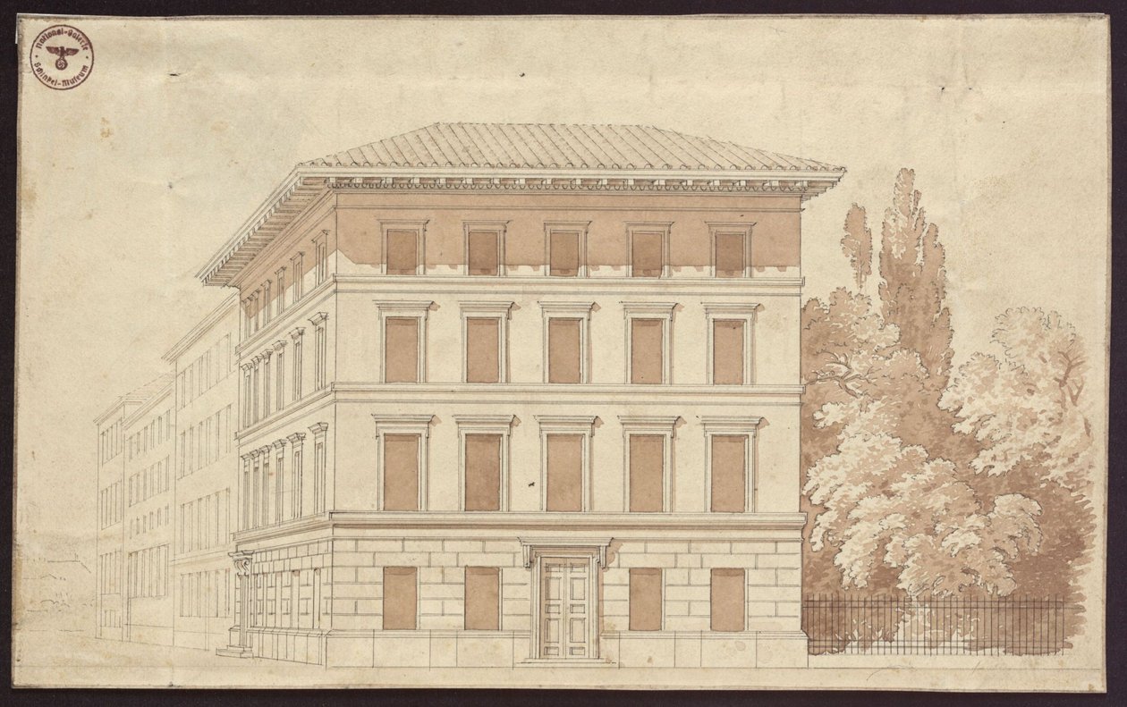 Projekt domu mieszkalnego. Widok autorstwa Karl Friedrich Schinkel