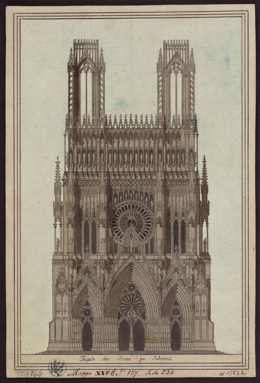 Fasada katedry w Reims autorstwa Karl Friedrich Schinkel