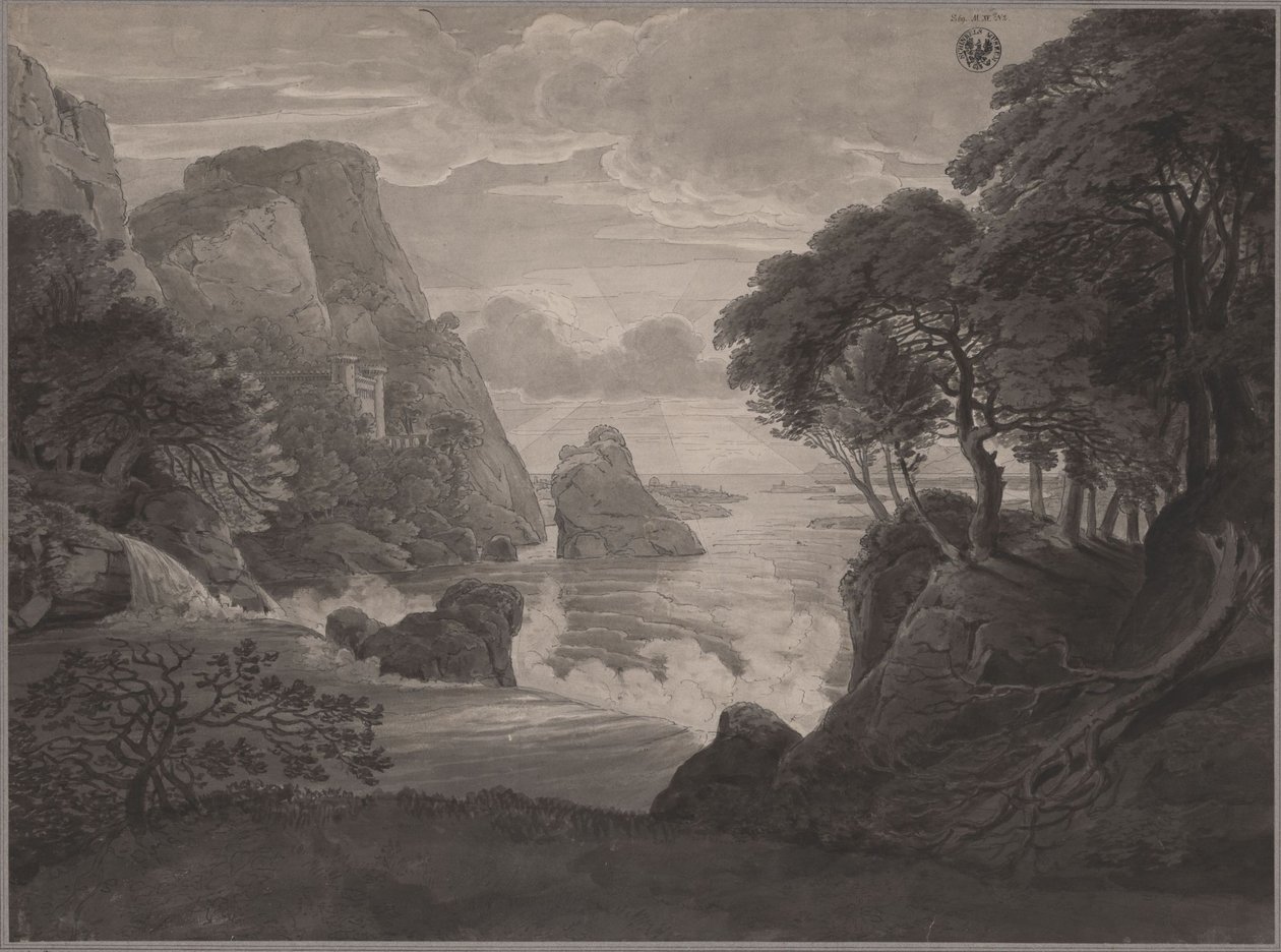 Skalisty krajobraz nadmorski z zamkiem autorstwa Karl Friedrich Schinkel