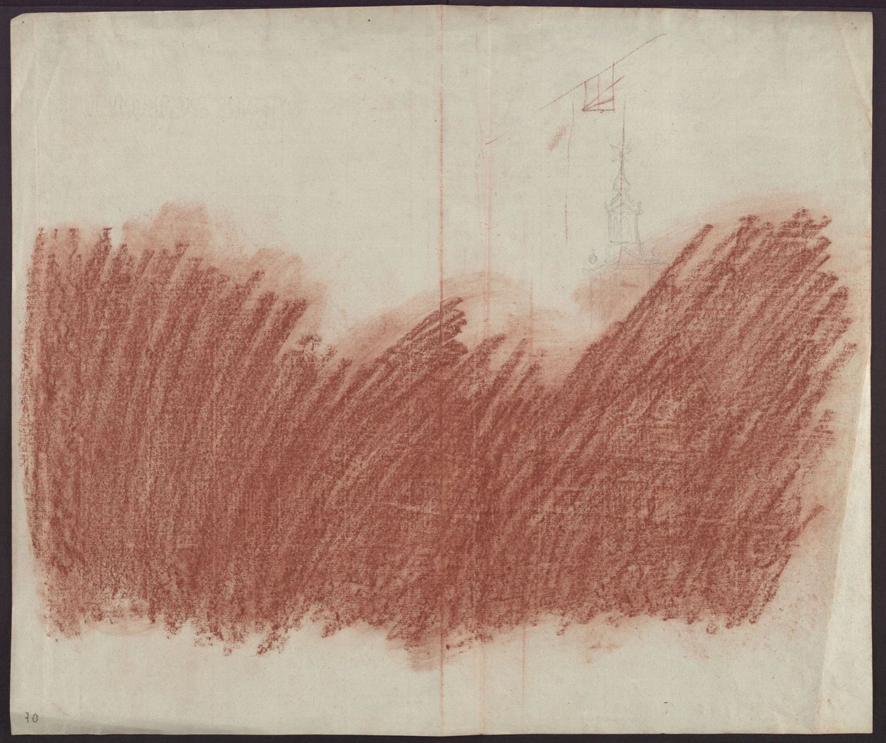 Flächiger Auftrag von Rötel zum Durchzeichnen der Darstellung auf recto autorstwa Karl Friedrich Schinkel