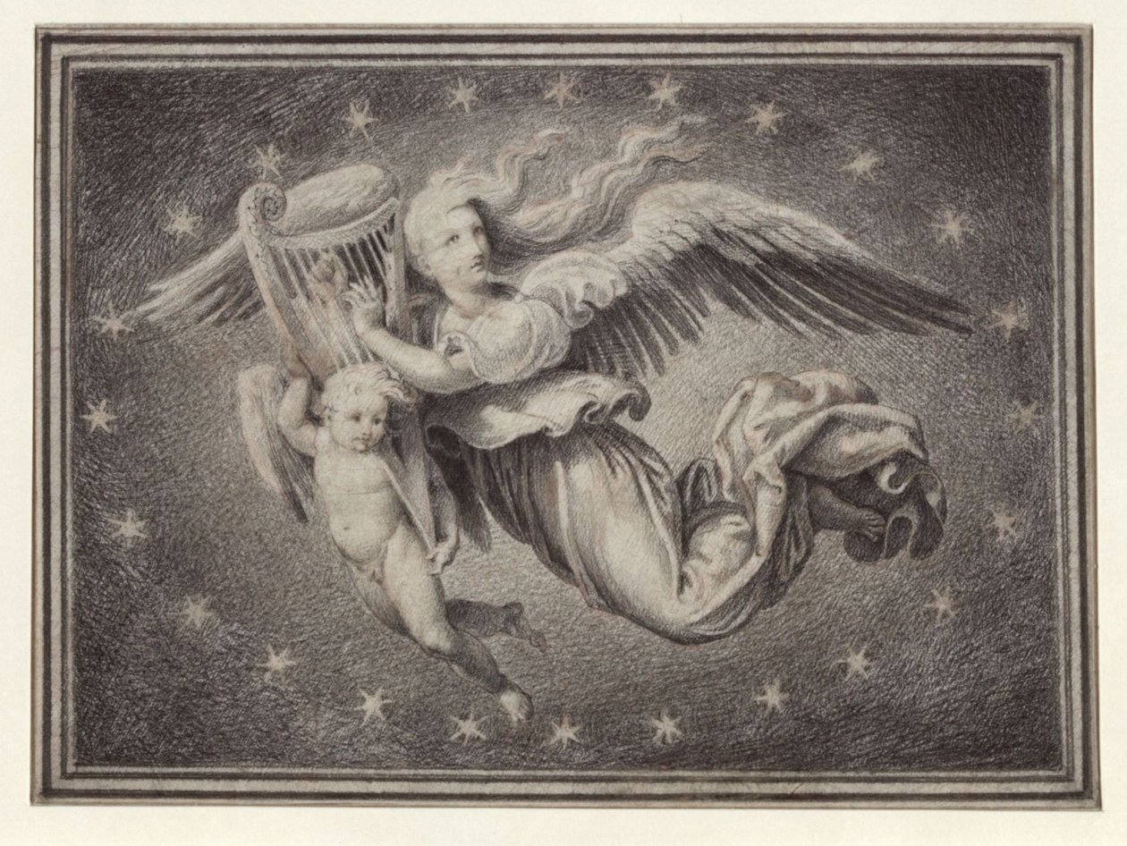 Geniusz muzyki grający na harfie autorstwa Karl Friedrich Schinkel