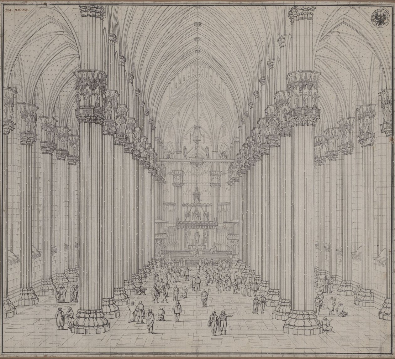 Wnętrze katedry w Mediolanie autorstwa Karl Friedrich Schinkel