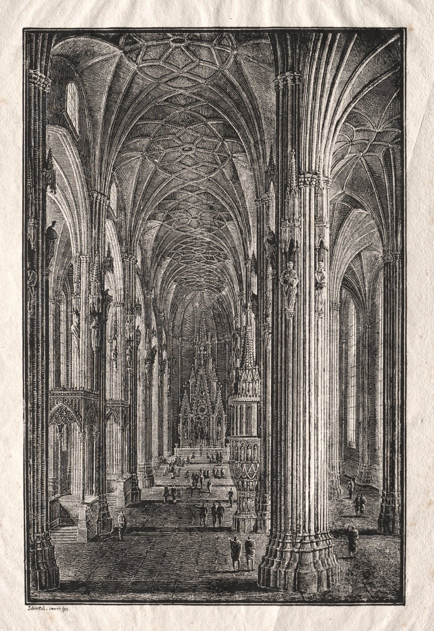 Wnętrze katedry św. 1810. autorstwa Karl Friedrich Schinkel