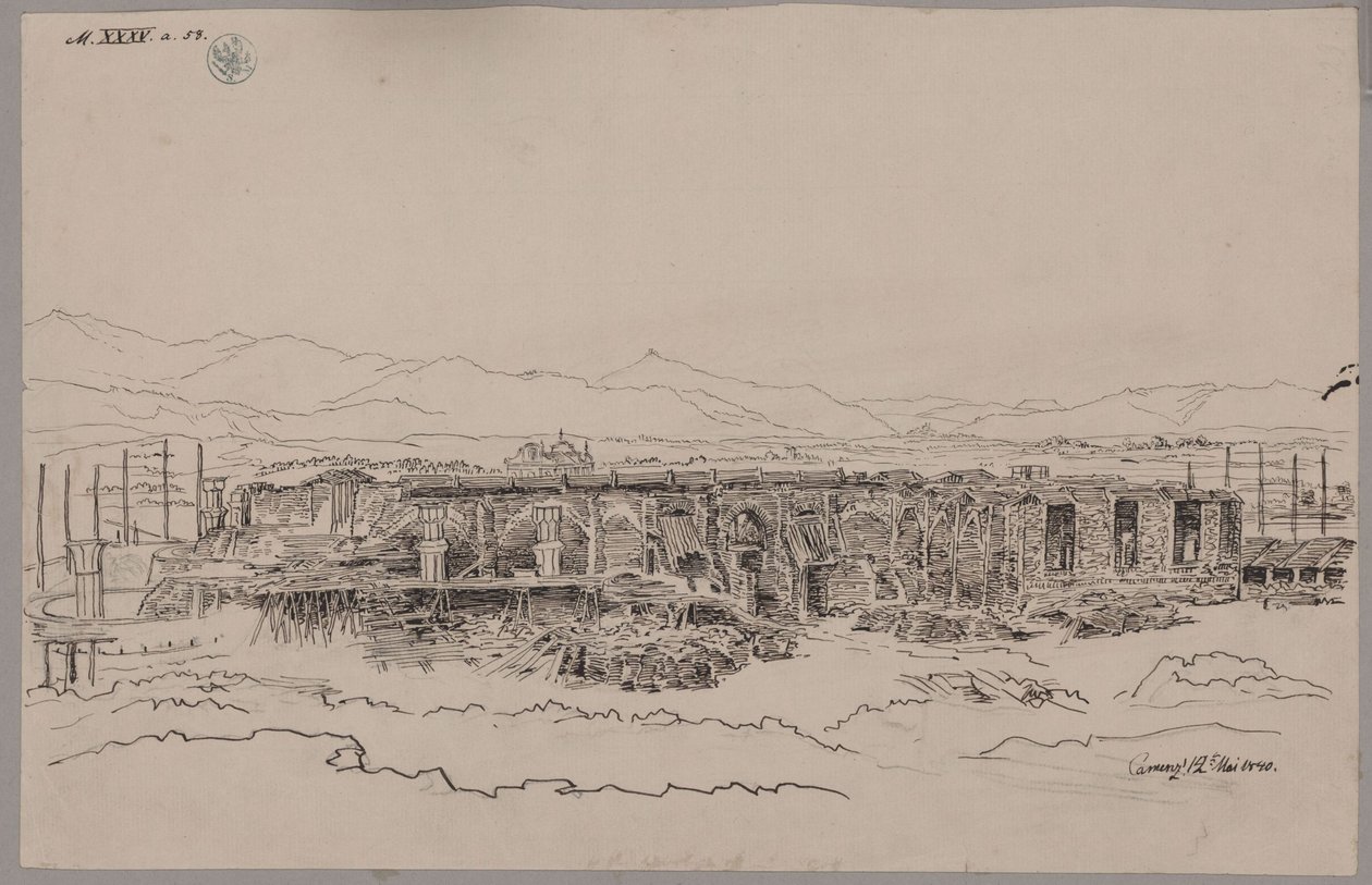 Kamenz. Pałac. Widok na budynek główny autorstwa Karl Friedrich Schinkel