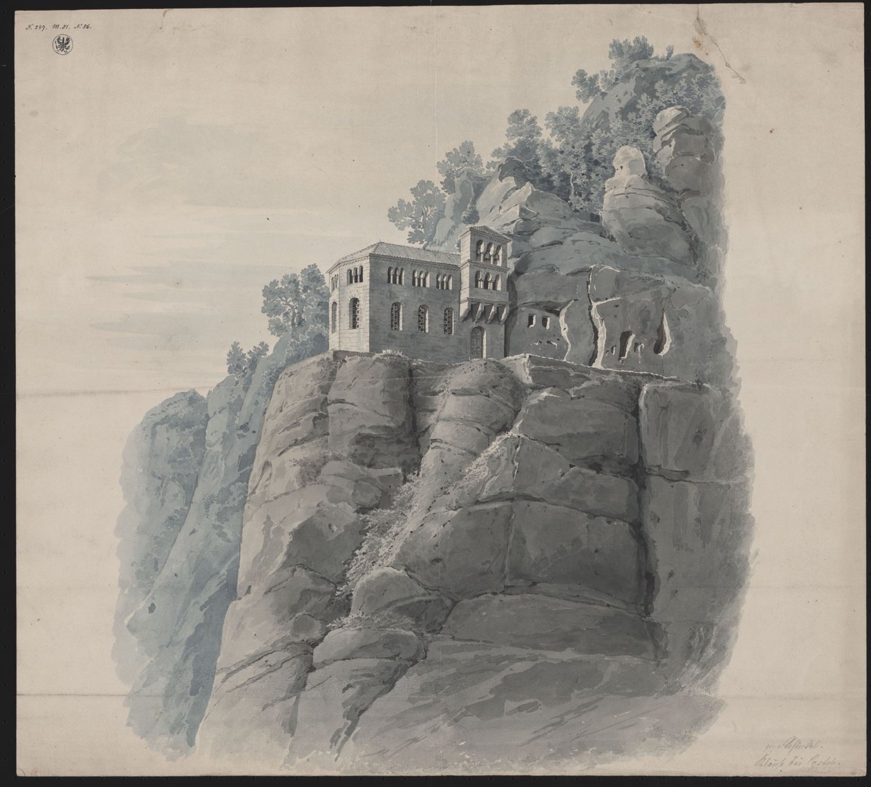 Kastel koło Saarburga. Pustelnia. Widok perspektywiczny autorstwa Karl Friedrich Schinkel
