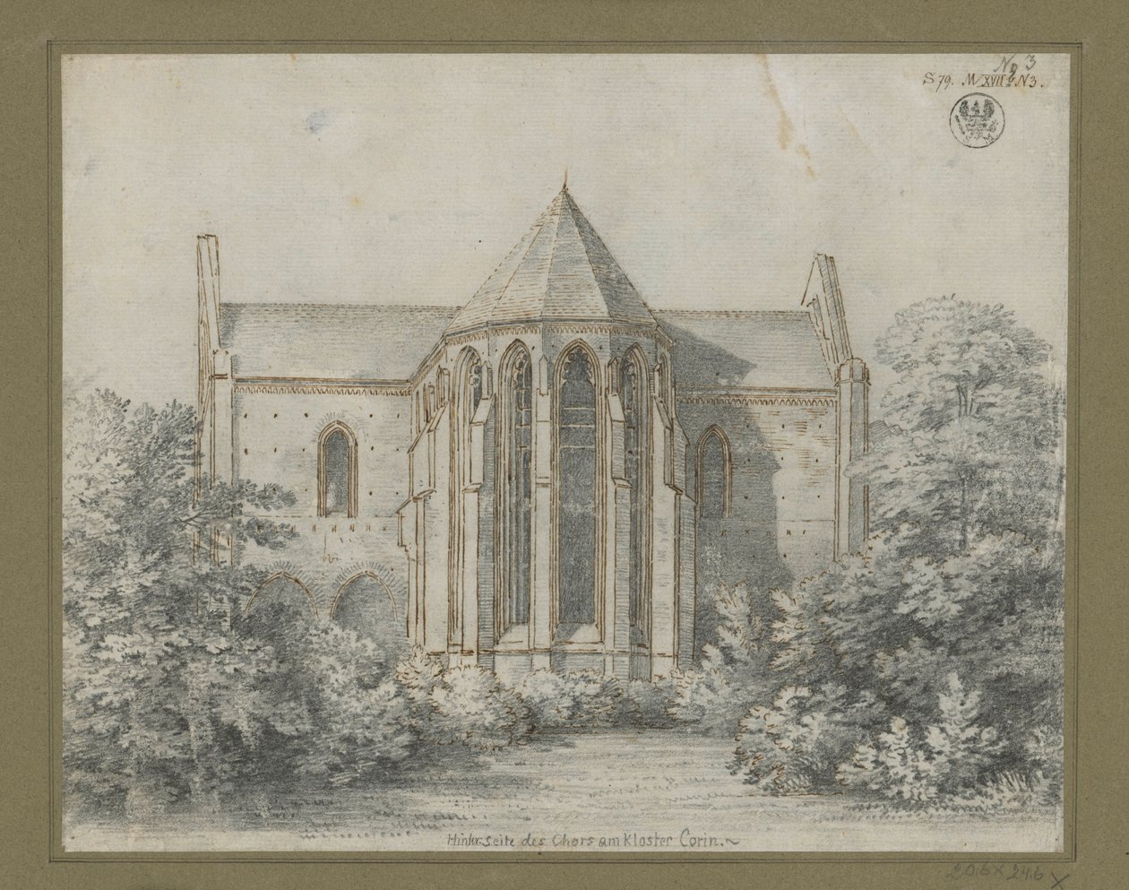 Klasztor Chorin. Widok kościoła od strony wschodniej autorstwa Karl Friedrich Schinkel