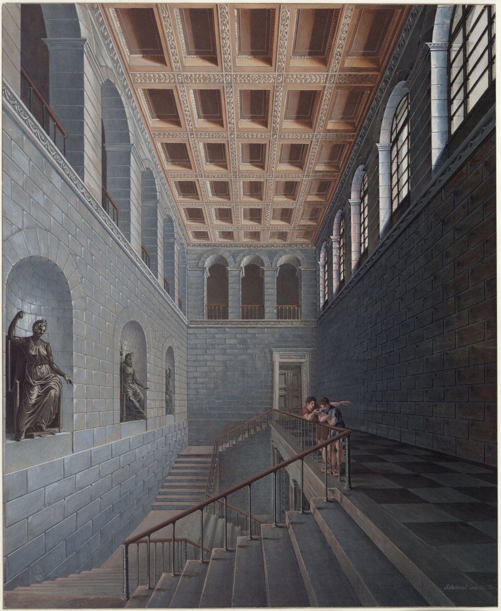 Köstritz. Pałac. Widok na klatkę schodową autorstwa Karl Friedrich Schinkel