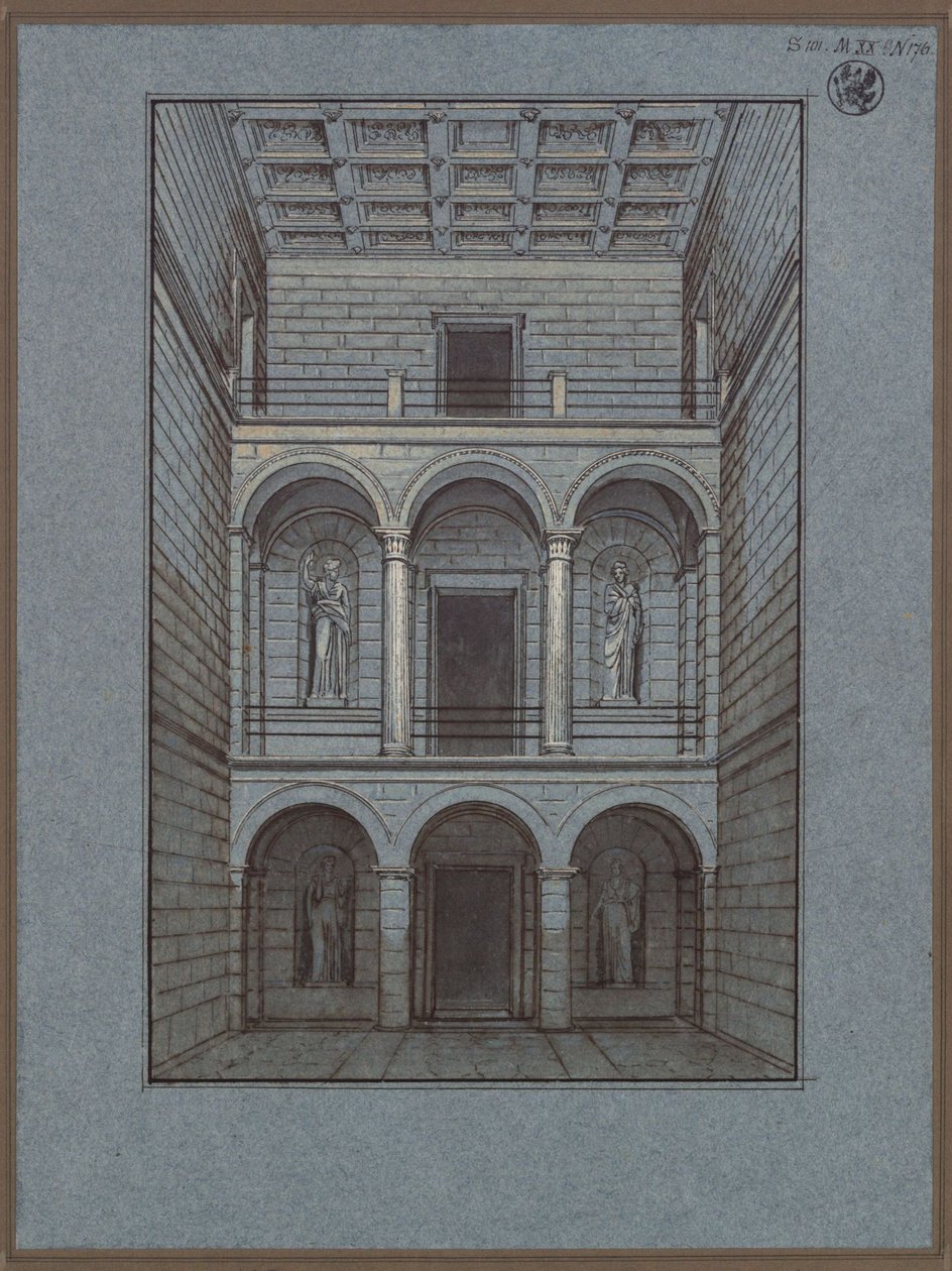 Köstritz. Pałac. Przedsionek, strona wejściowa. Widok autorstwa Karl Friedrich Schinkel
