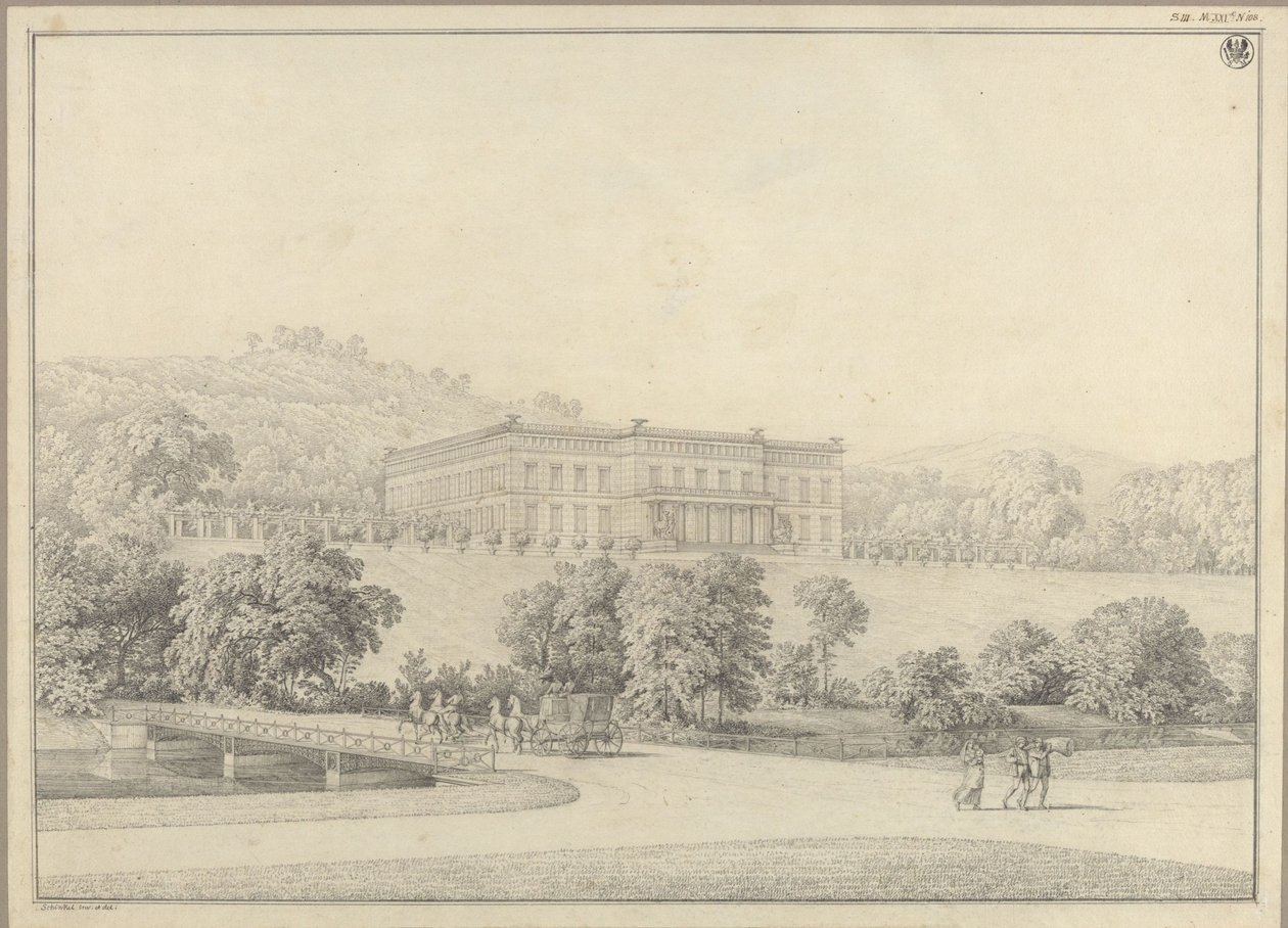 Kressendorf (Krzeszowice) koło Krakowa. Zamek. Widok perspektywiczny autorstwa Karl Friedrich Schinkel