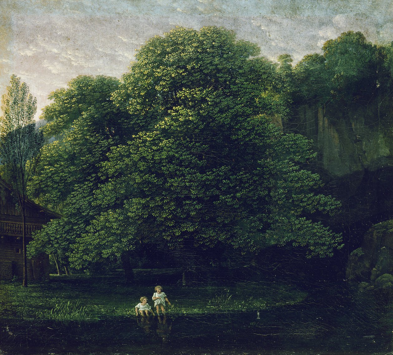 Krajobraz z dwojgiem kąpiących się dzieci autorstwa Karl Friedrich Schinkel