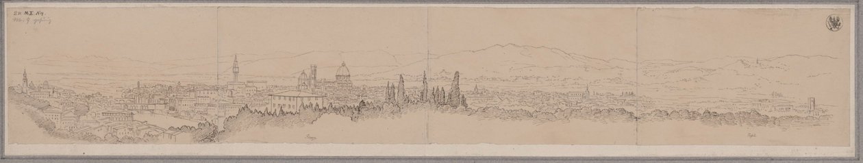 Panoramiczny widok na Florencję i Fiesole autorstwa Karl Friedrich Schinkel