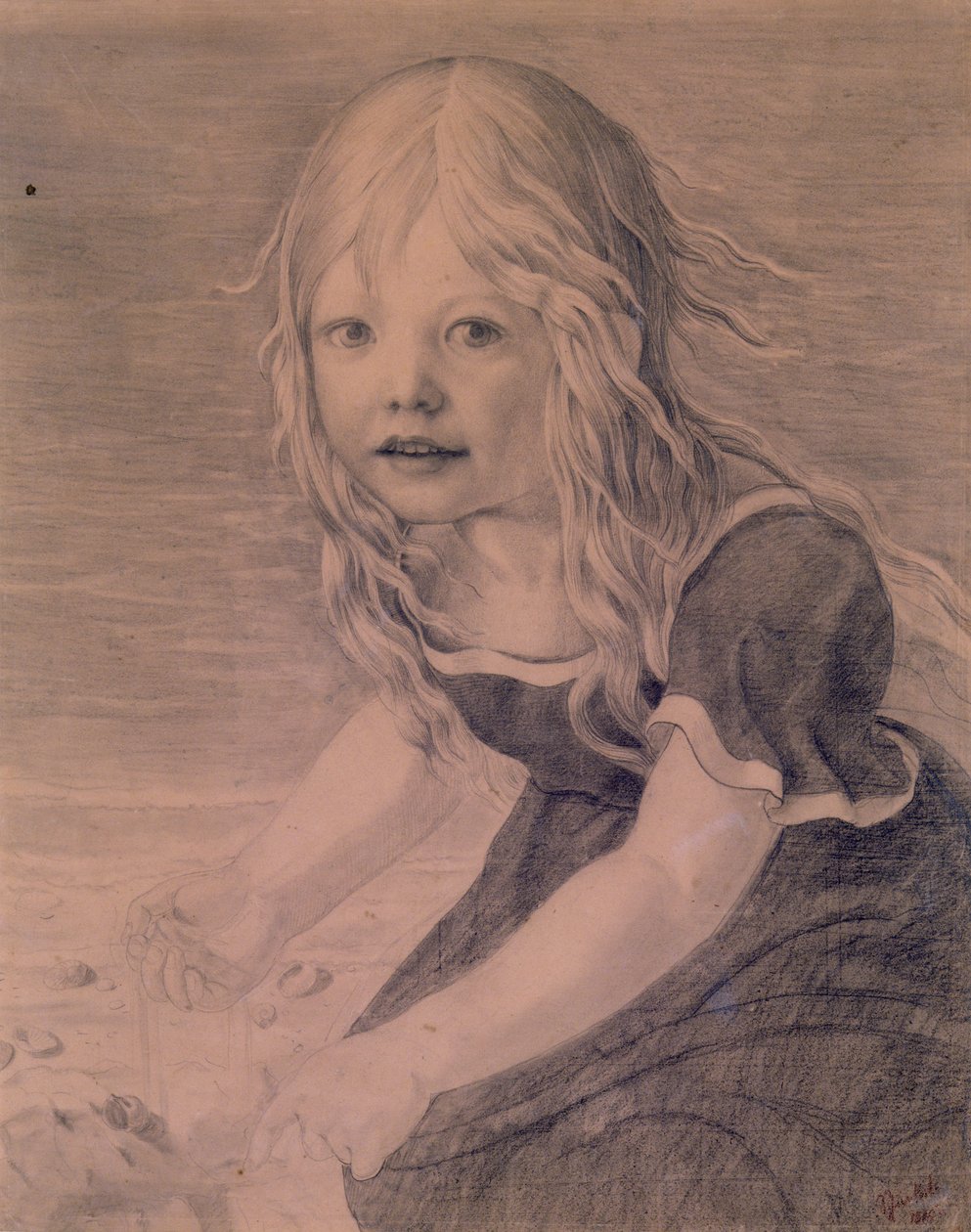 Portret córki artystki, Marie, na wybrzeżu autorstwa Karl Friedrich Schinkel