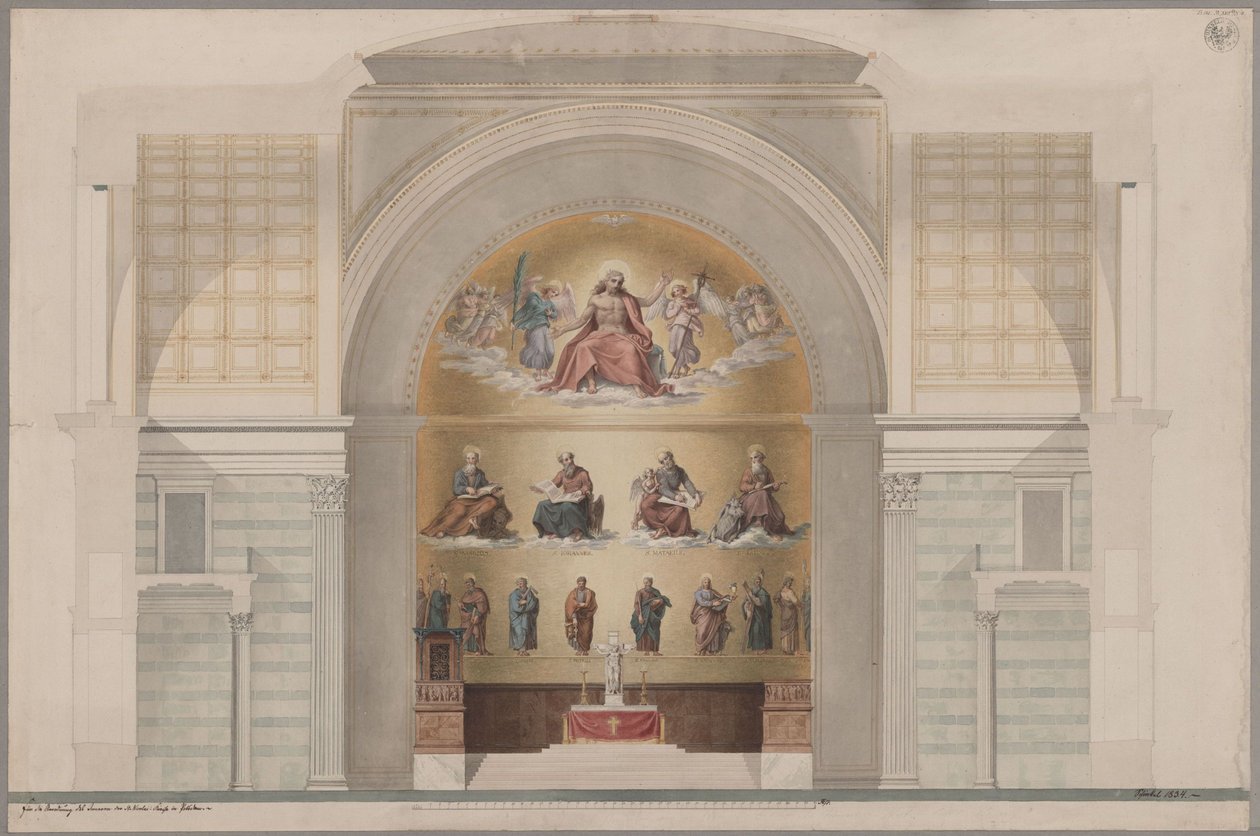 Poczdam. Kościół św. Mikołaja. Projekt malarskiej dekoracji apsydy autorstwa Karl Friedrich Schinkel