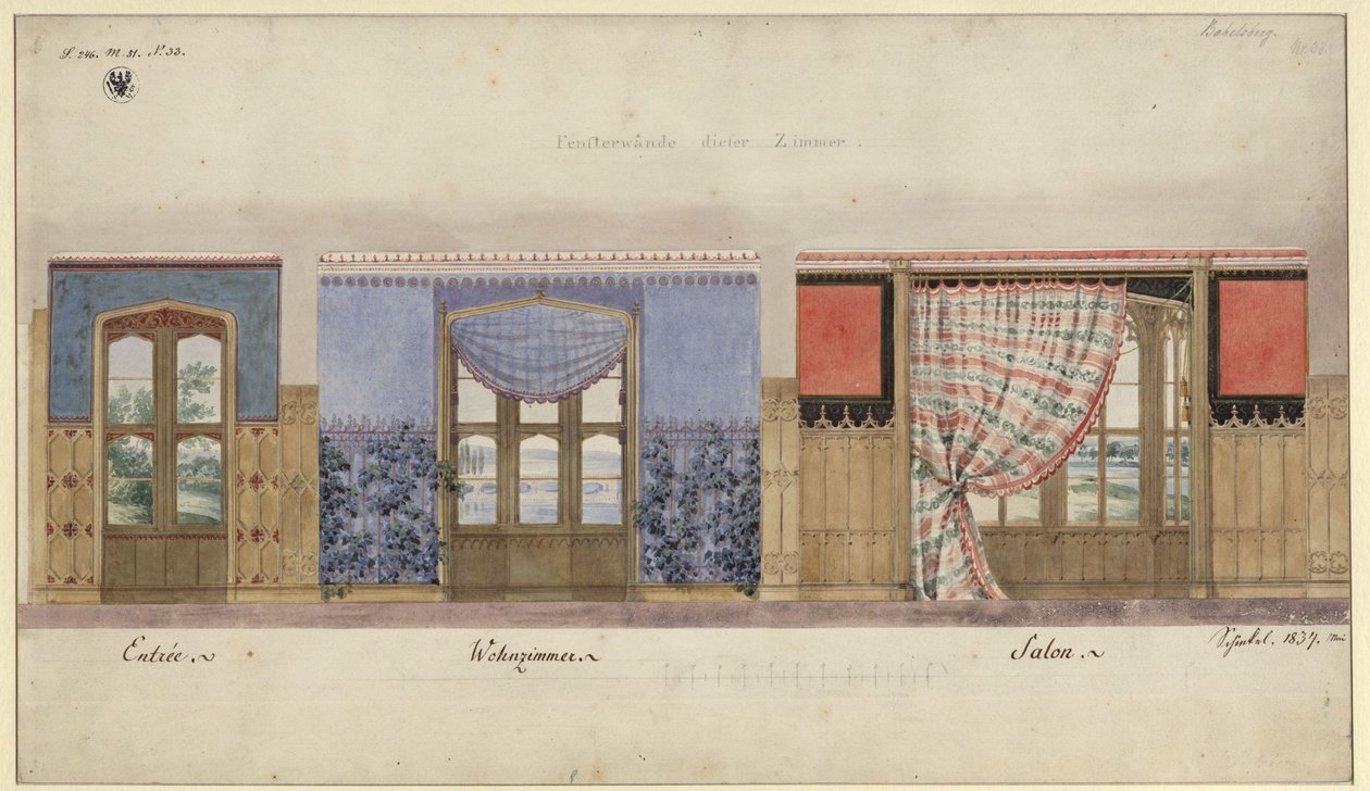 Poczdam. Pałac Babelsberg. Dekoracje ścienne autorstwa Karl Friedrich Schinkel