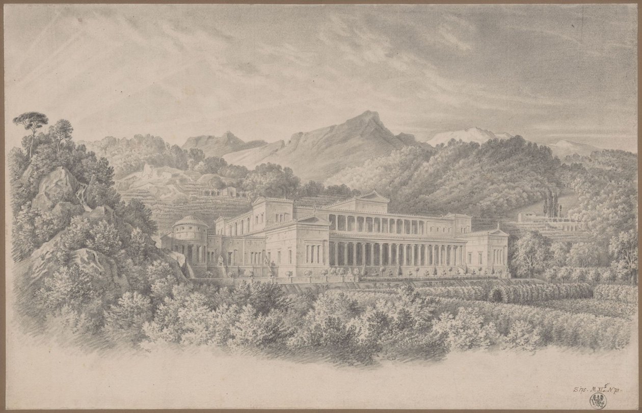 Rekonstrukcja willi Tusca według Pliniusza. Widok perspektywiczny autorstwa Karl Friedrich Schinkel