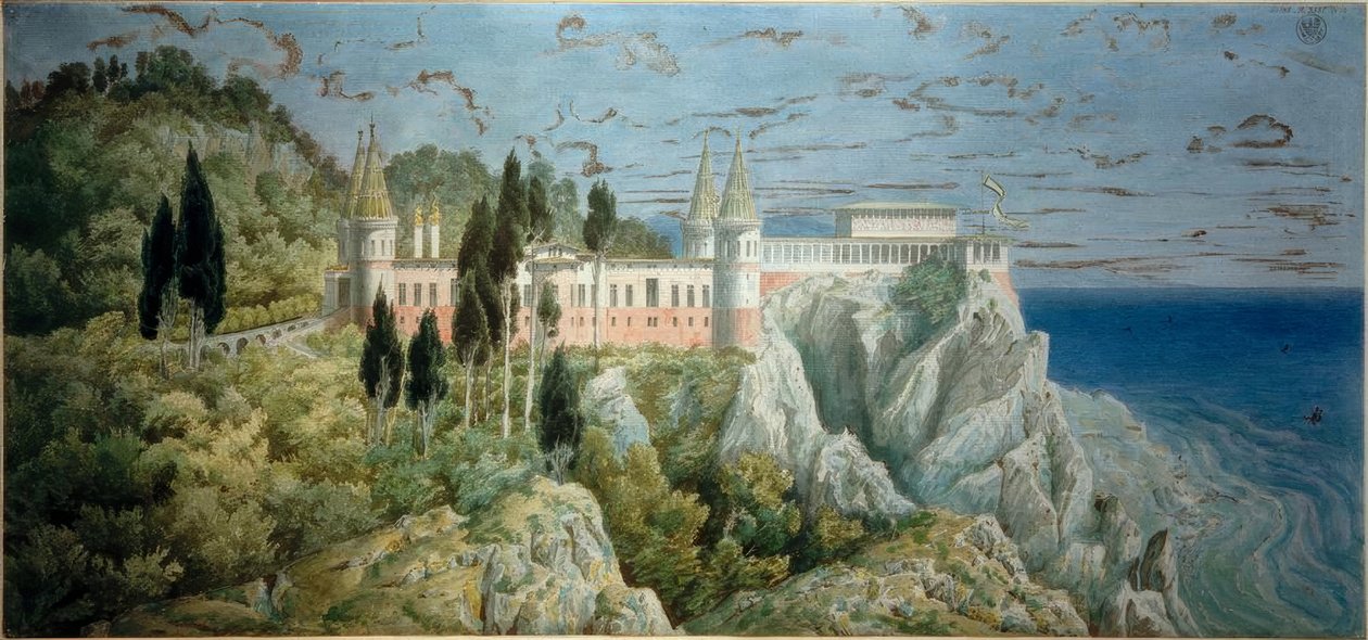 Zamek Orianda, widok autorstwa Karl Friedrich Schinkel