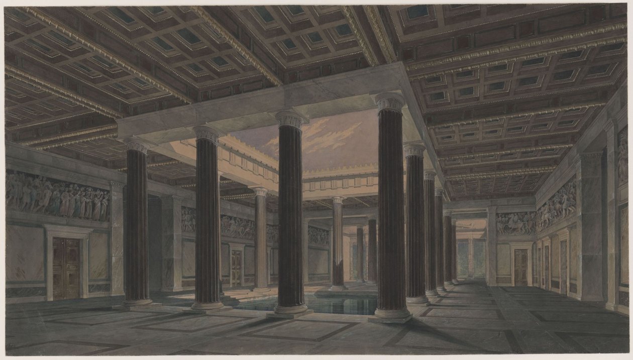 Pałac Orianda na Krymie. Antyczny projekt. Wielkie atrium autorstwa Karl Friedrich Schinkel