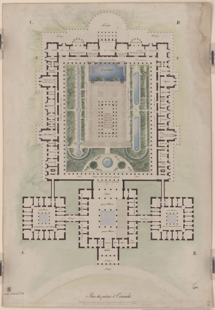 Pałac Orianda na Krymie. Projekt w stylu antycznym. Plan autorstwa Karl Friedrich Schinkel