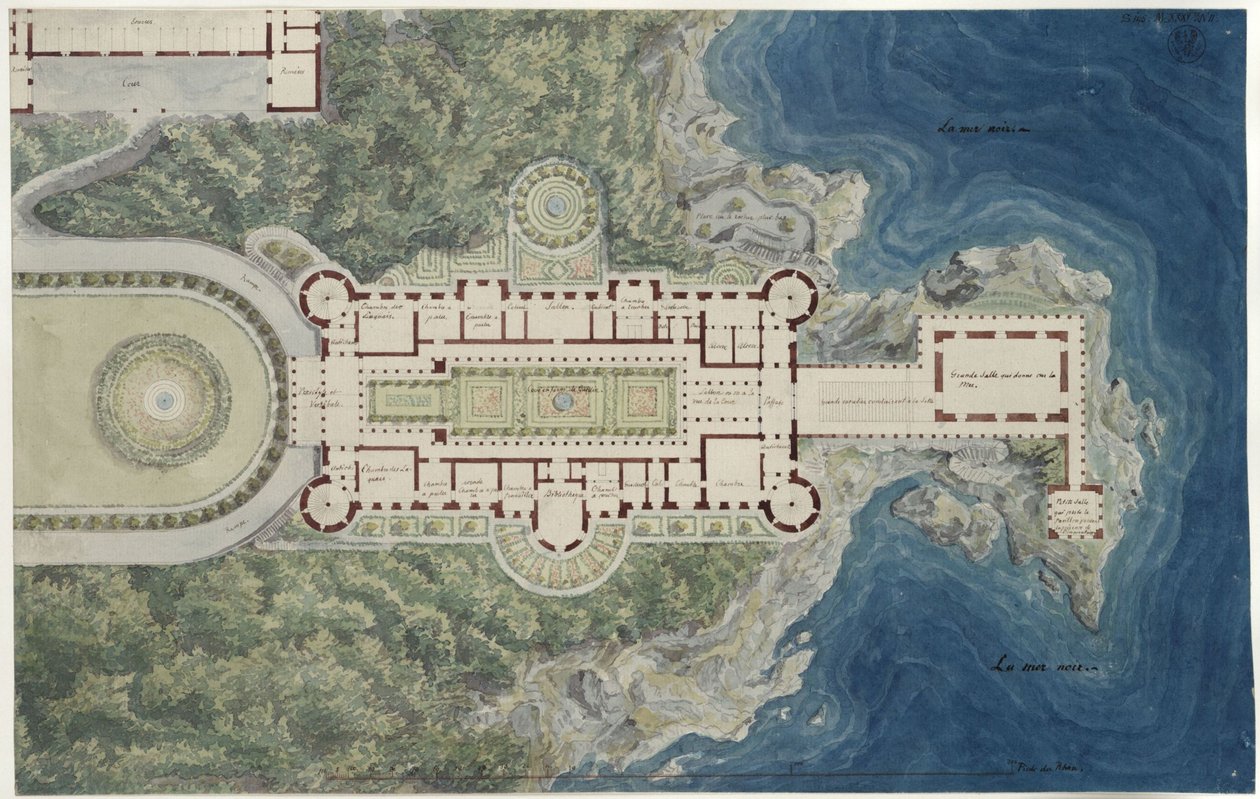 Pałac Orianda na Krymie. Projekt moskiewski. Plan z otoczeniem autorstwa Karl Friedrich Schinkel
