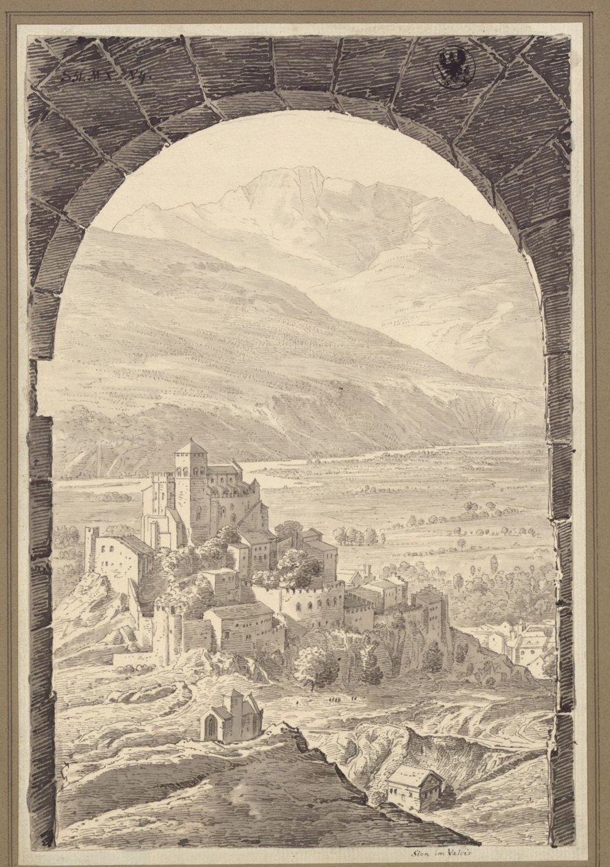 Sion w szwajcarskim kantonie Valais autorstwa Karl Friedrich Schinkel