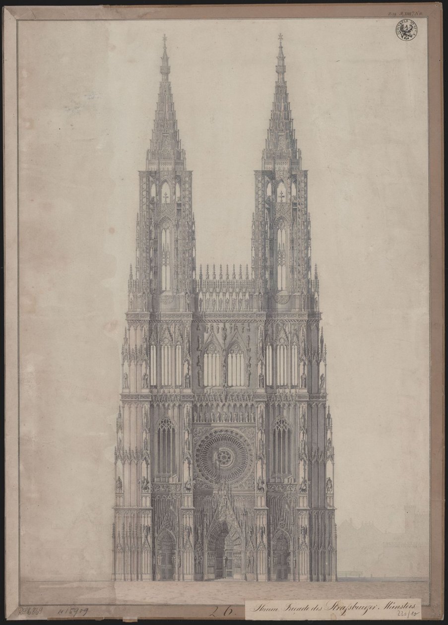 Strasburg. Katedra. Projekt ukończenia zachodniej fasady autorstwa Karl Friedrich Schinkel