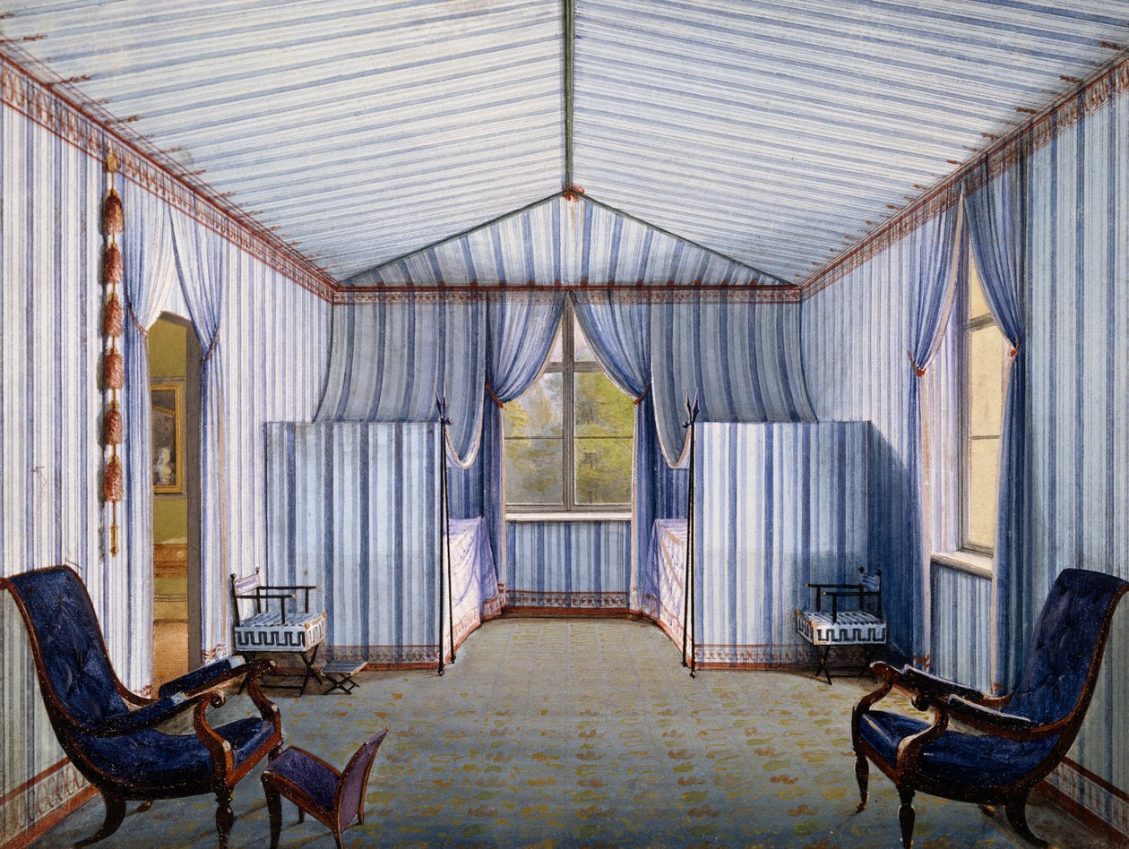Pokój namiotowy w pałacu Charlottenhof, po 1830, akwarela Karla Friedricha Schinkla (1781-1841) autorstwa Karl Friedrich Schinkel