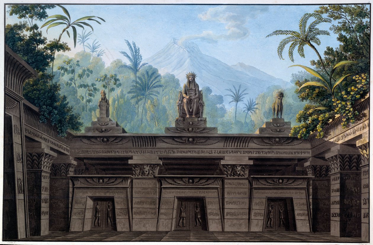 Wystrój teatru: Dekoracja do opery „Zaczarowany flet” Wolfganga Amadeusza Mozarta do libretta Emanuela Schikanedera. Rysunek Karla Schinkla (1781 - 1841) autorstwa Karl Friedrich Schinkel