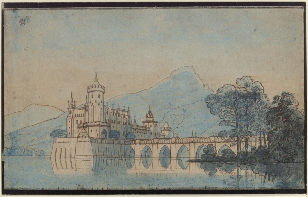 Undine. Opera E. T. A. Hoffmanna. Projekt 9. dekoracji. Zamek Ringstetten autorstwa Karl Friedrich Schinkel