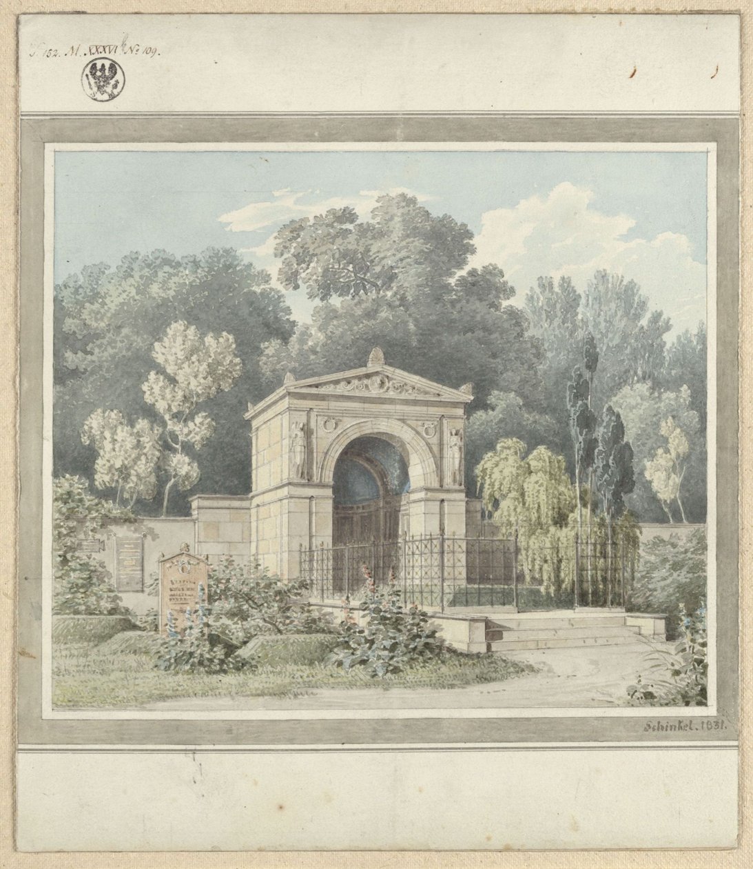 Zeitz. Projekt pomnika nagrobnego dla Johanna Friedricha Delbrücka. Widok autorstwa Karl Friedrich Schinkel