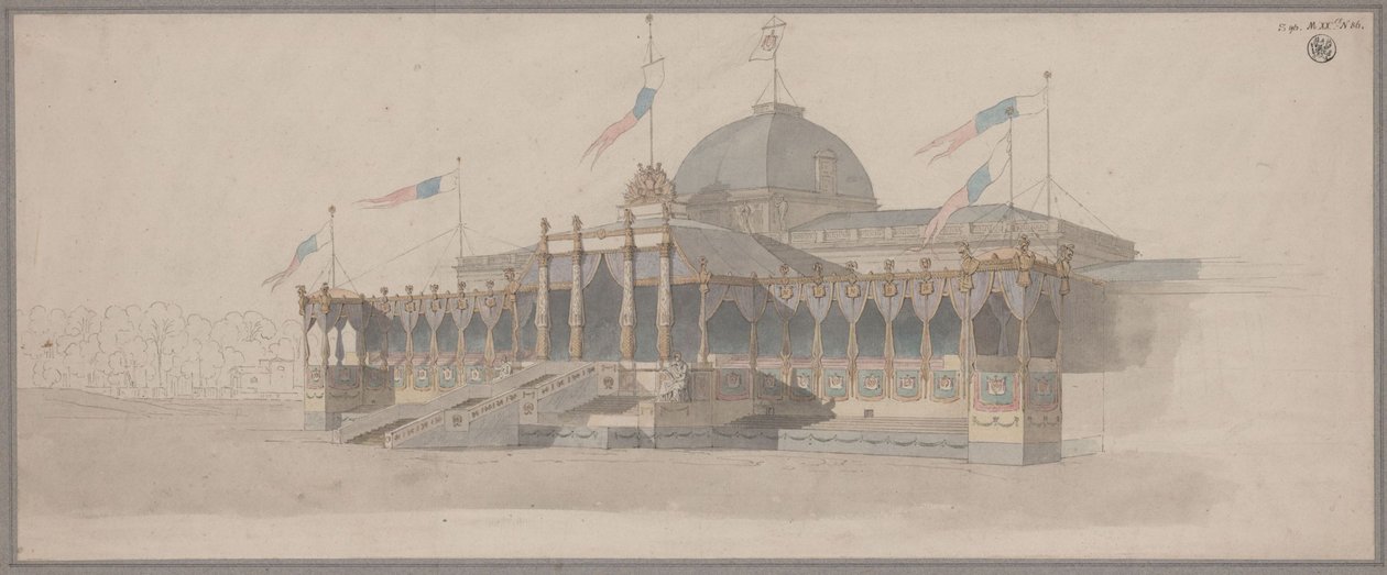Namiot na uroczystość przekazania orłów legii na Polu Marsowym w Paryżu 5 grudnia 1804 roku autorstwa Karl Friedrich Schinkel