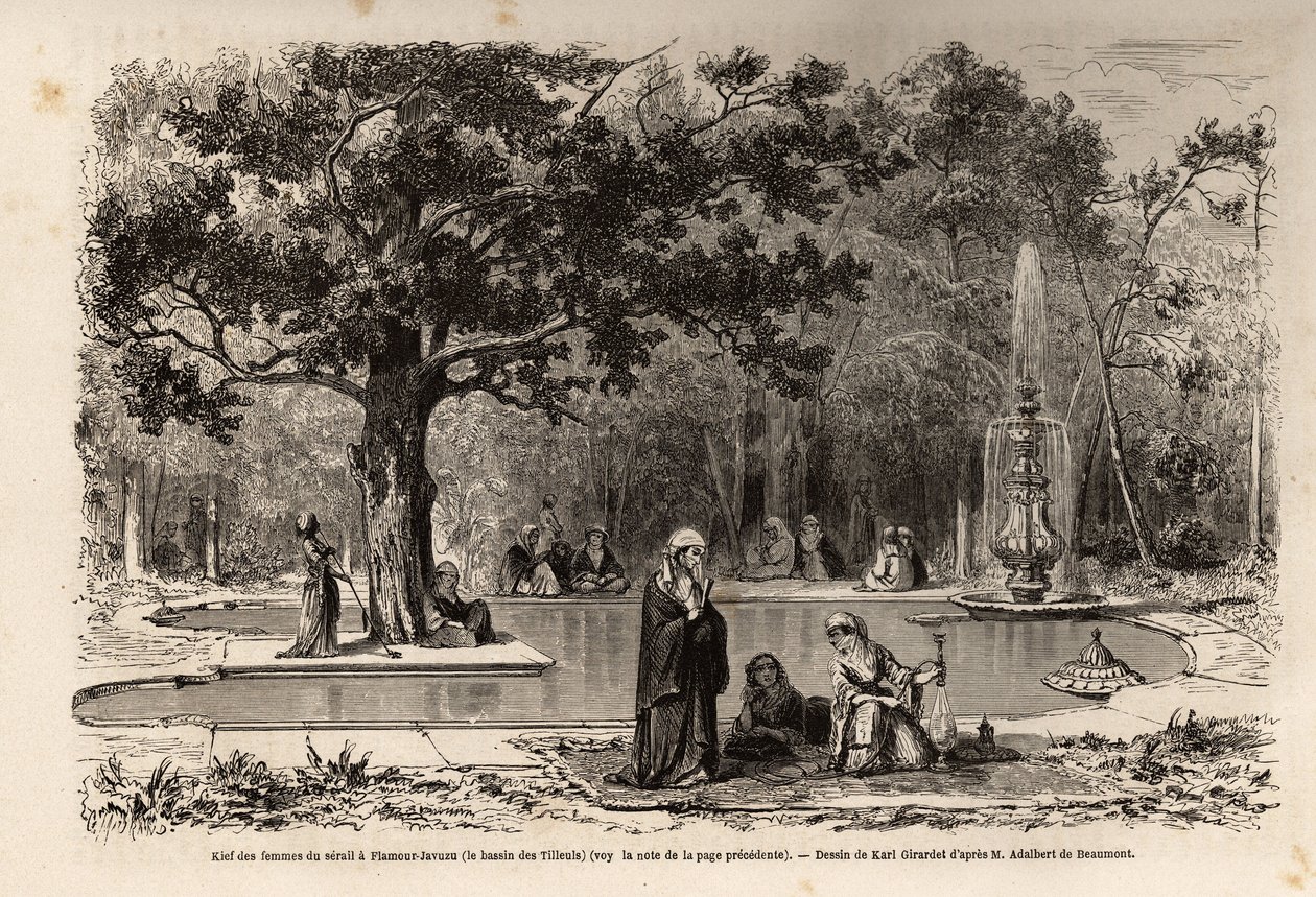 Klucz kobiet na seraju we Flamour-Javuzu (Smak Javuzu), w pałacu w Konstantynopolu (dzisiejszy Itamboul), Turcja, rysunek Karla Girardeta (1813-1871), ilustrujący wizytę w seraju w 1860 r. , przez anonimową kobietę. Grawerowanie w „ autorstwa Karl Girardet