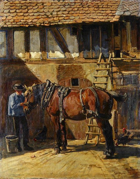 Rolnik z koniem (olej na płótnie) autorstwa Karl Gottlieb Lenz
