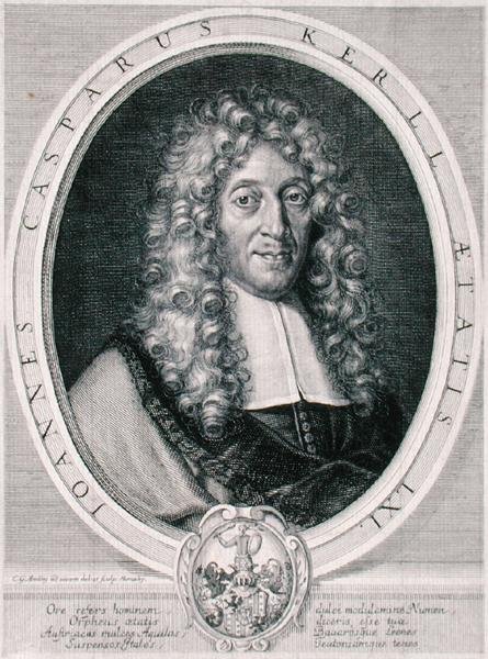 Johann Caspar Kerll (1627-93) ryty przez Monachy (grafika) autorstwa Karl Gustave (after) Amling