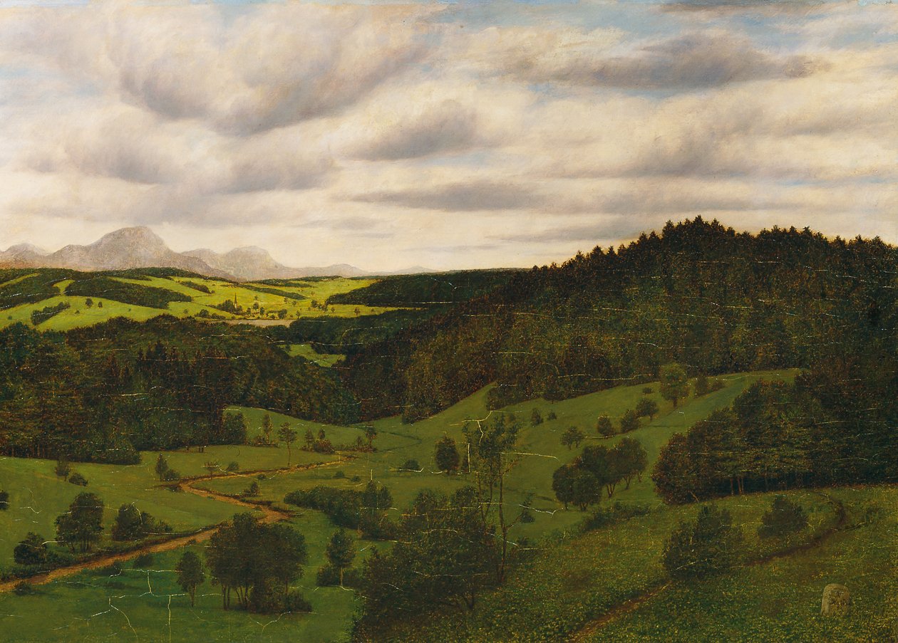 Krajobraz Górnej Bawarii w pobliżu Schliersee z Wendelstein autorstwa Karl Haider