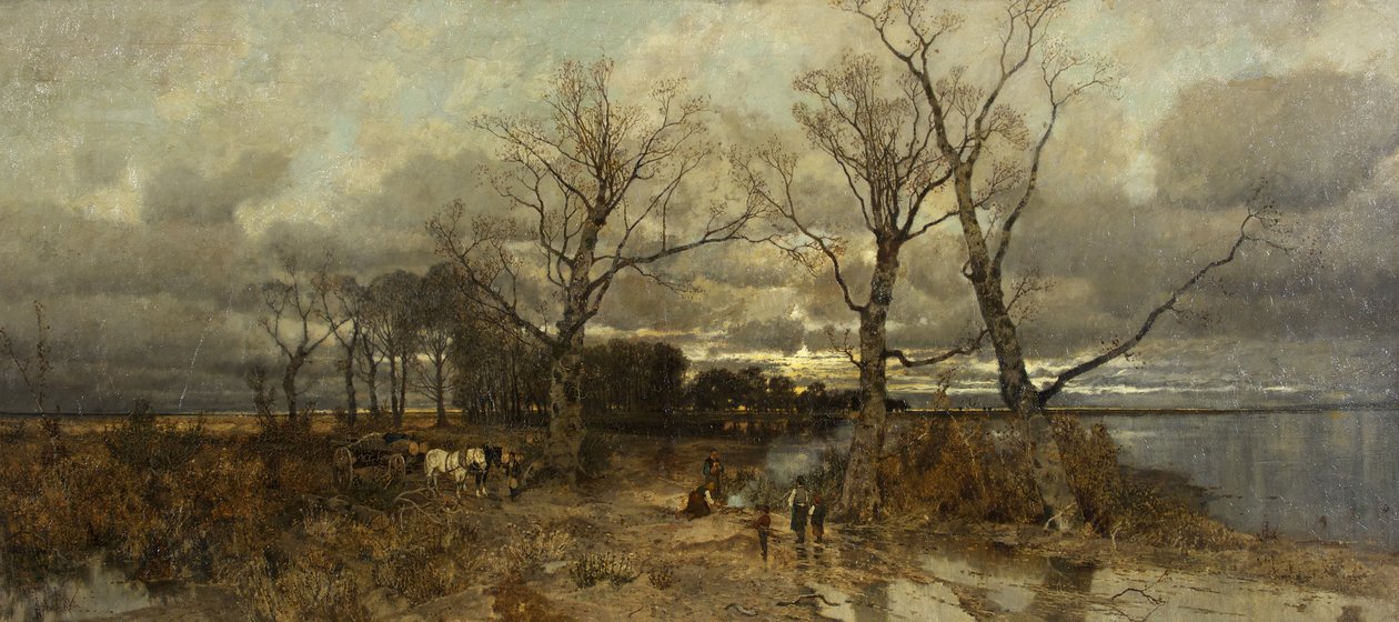 Scena w Holandii, ok. 1885-90 (olej na płótnie) autorstwa Karl Heffner