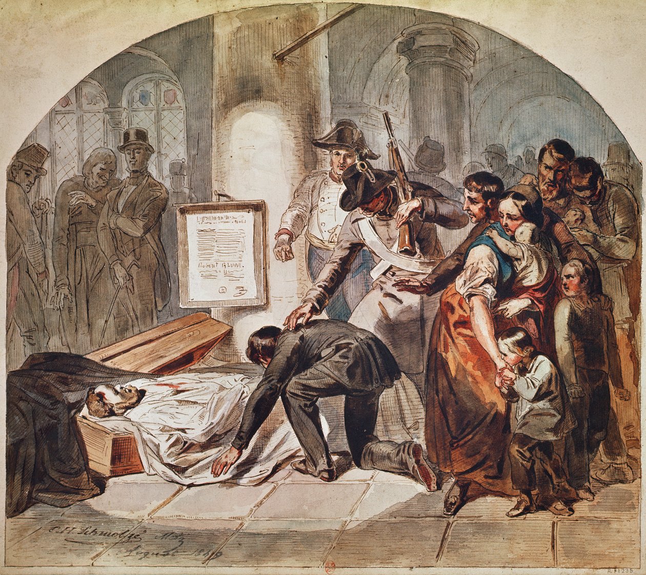 Pogrzeb demokratycznej sesji Roberta Bluma w październiku 1848 r. w Wiedniu autorstwa Karl Hermann Schmolze