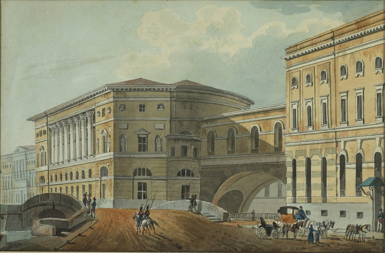 Widok na bulwary pałacowe w Petersburgu, pierwsza ćw. XIX w. autorstwa Karl Ivanovich Kolmann