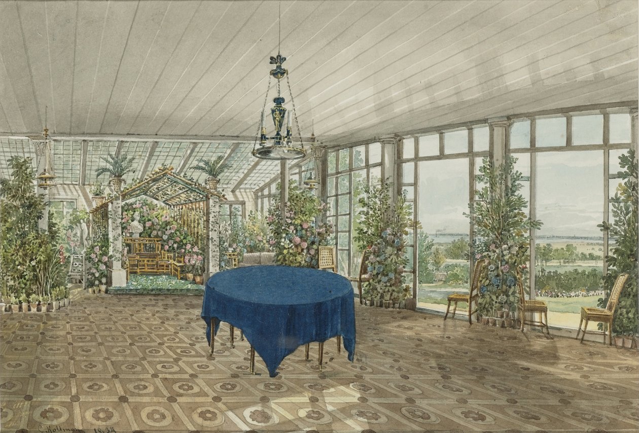 Ogród zimowy w Pavlino Estate Wielgorskich, 1834 autorstwa Karl Ivanovich Kolmann