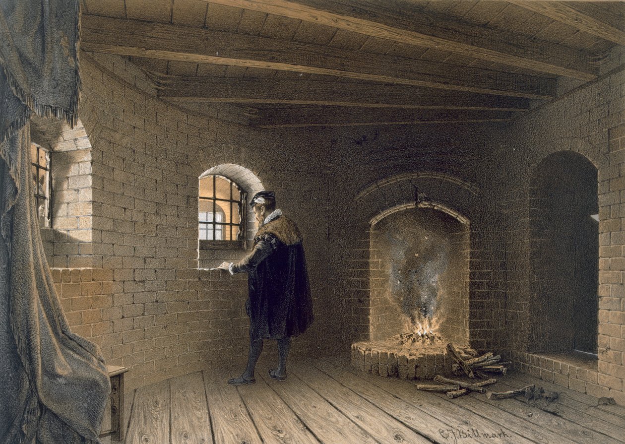 Więzienie księcia Jana, syna Gustawa I, w Gripsholm, po zeznaniu Erika, wyd. c1853-64. autorstwa Karl Johann Billmark