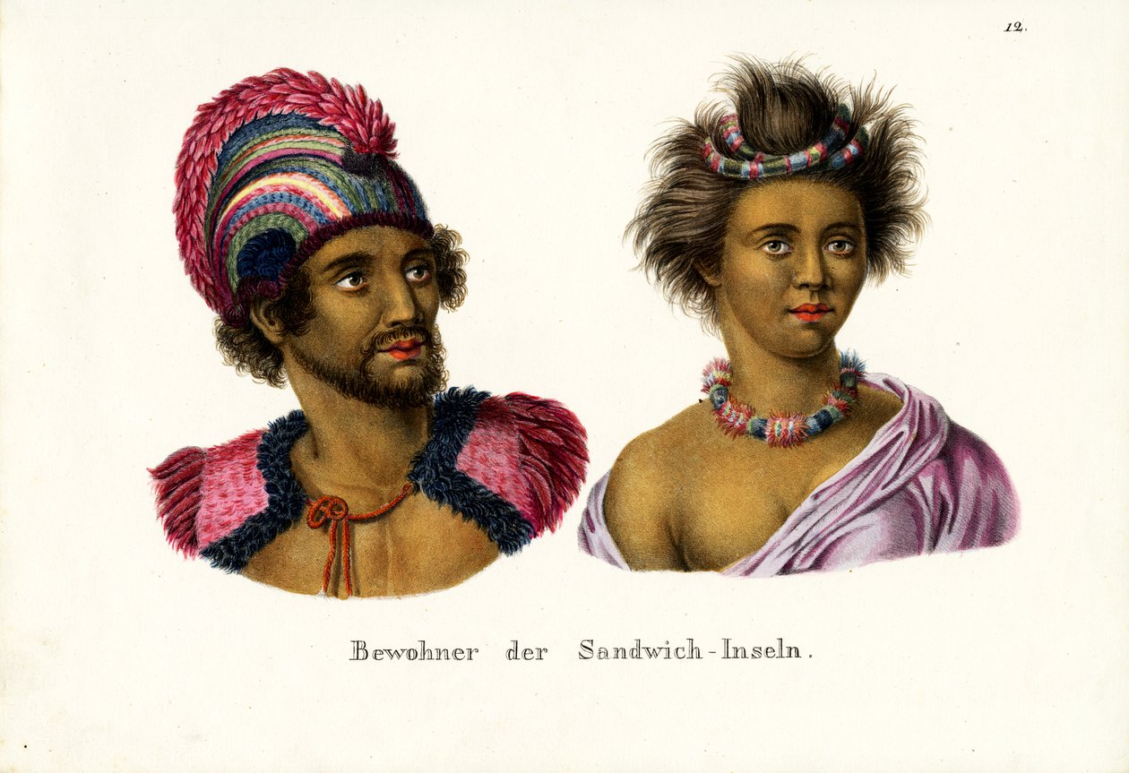 Ludzie z Hawajów, 1824 autorstwa Karl Joseph Brodtmann