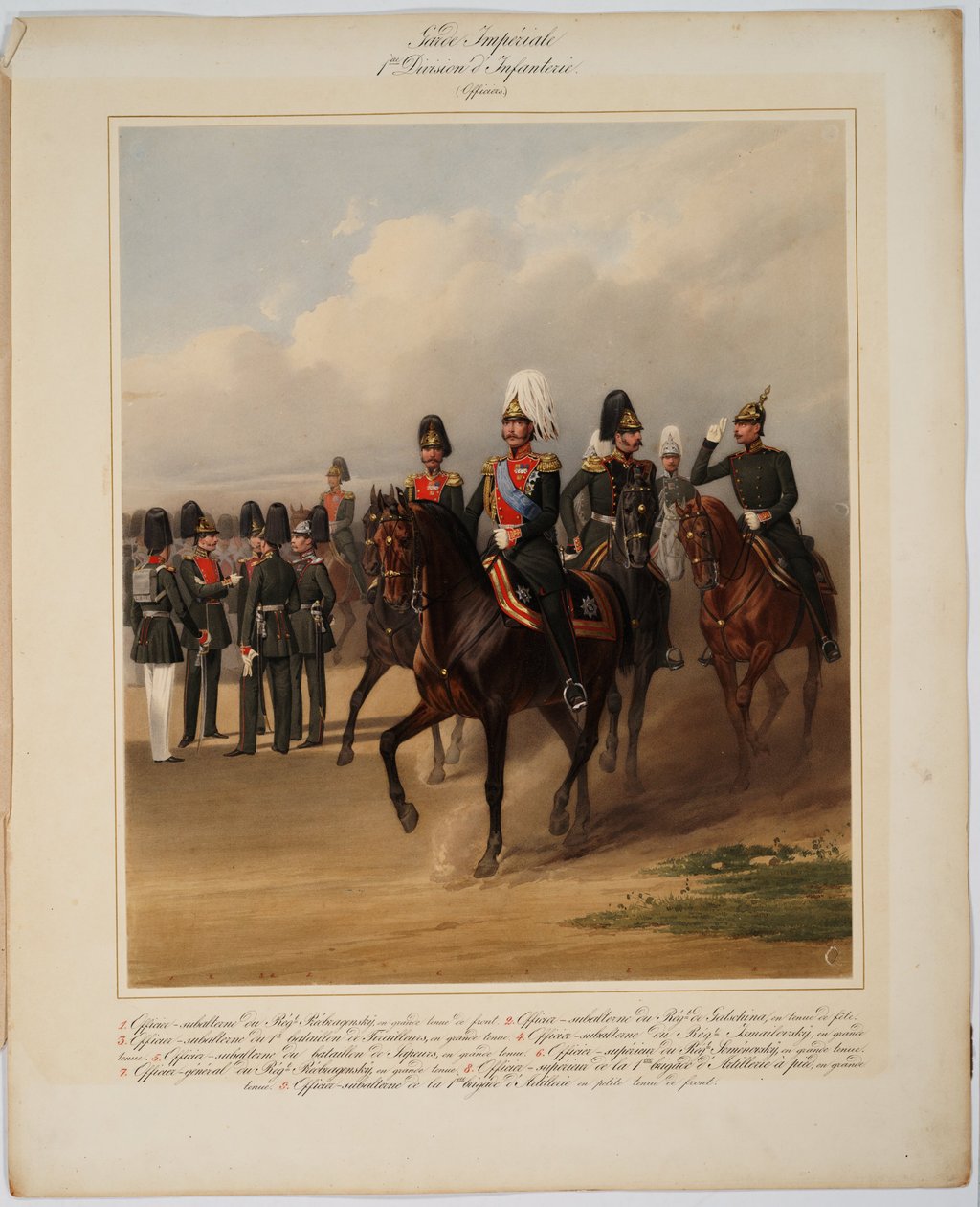 Oficerowie 1. Dywizji Piechoty Gwardii Rosyjskiej Gwardii Cesarskiej, 1867 autorstwa Karl Karlovich Piratsky