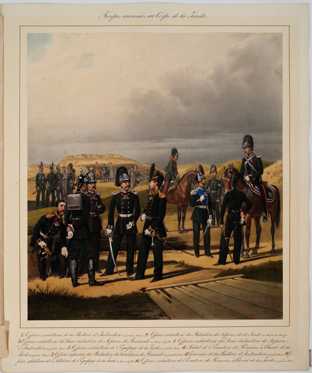 Oddziały pomocnicze Korpusu Gwardii (saperzy) - Pionierzy Korpusu Gwardii Cesarskiej - Piratsky, Karl Karlovich (1813-1889) - 1867 - Kolorowa litografia - 56x45 - Kolekcja prywatna autorstwa Karl Karlovich Piratsky