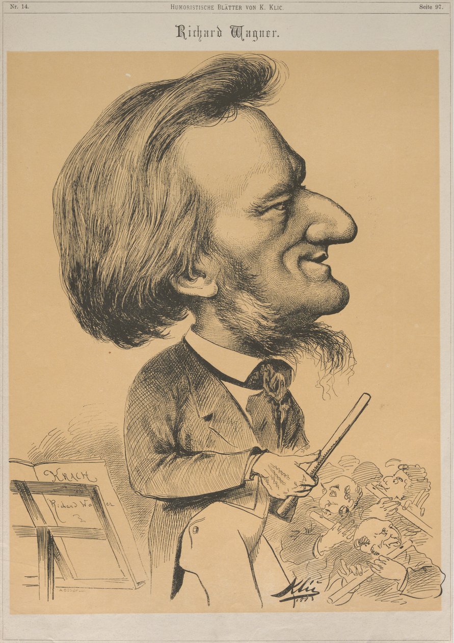 Richard Wagner przy biurku dyrygenta, 1873. autorstwa Karl Klic