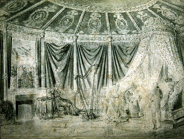 Sypialnia cesarzowej Józefiny w Rueil-Malmaison (ołówek na papierze) autorstwa Karl Loeillot Hartwig