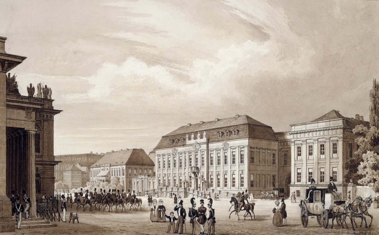 Unter Den Linden, Berlin, ok. 1840 (akwarela) autorstwa Karl Loeillot de Mars